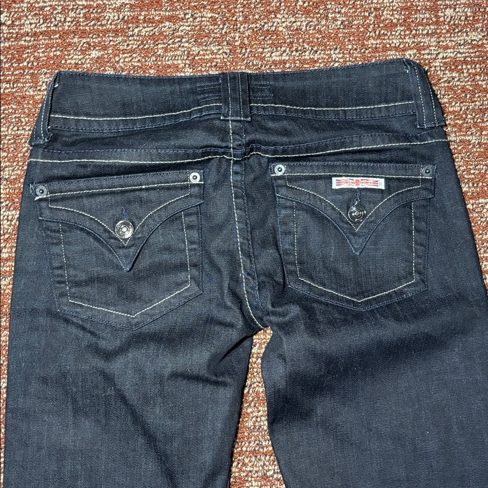 Vintage Y2K Hudson dark wash low rise flap pocket flare leg denim women’s 25 - Picture 5 of 14